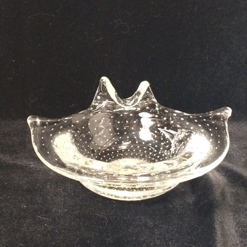 Mid Century MCM Murano Style Bullicante Art Glass Dish